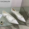 Dress Shoes Suojialun Primavera Nuove donne Appartamenti Diapositive poco profonde a punta Punta Strass Fibbia Slip Slip on Ladies Elegante Ballte Sho 220303