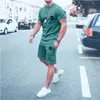 Yeni Stil Spor Moda erkek Takım Elbise 3D-Baskılı Erkek Giyim Rahat O Yaka Nefes Hızlı Kuru Yaz T-shirt + Koşu Şort S X0610