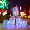 سلاسل 10/20 LED Mason Jar Fairy Light String Solar Garden Decoration في الهواء الطلق زجاجة مصابيح عيد الميلاد