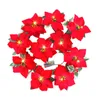 2m 10led julkonstgjorda Poinsettia Blommor Garland String Lights Holly Leaves Xmas Tree Ornament Jul Heminredning 211104