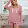 Kvinnors spårningsdräkter 2021 Autumn Solid Color Pyjamas Set Women Home Wear Loungewear PJs Sleep Homewear Ladies Suit