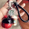 Keychains & Lanyards Resin keychain Cute cartoon couple Simulated Coffee cup woven rope bell car key chain H9ZW