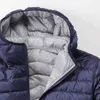 Schinepon Men White Duck Down Jacket Ultra Lichte Dunne Jas met Hood Twee Kant dragen Bovenkleding 211204