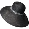 Cappellini neri con finiture in strass giapponesi Cappellini da spiaggia da viaggio per vacanze al mare Cappelli a tesa larga con protezione solare