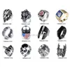 LX Mens Biker Bt Placcato oro Stainls Acciaio Punk Rock Gothic Skull Hip Hop Sier Chunky Ring Disponibile