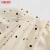 Tangada Fashion Women Dots Print Shirt Dress with Slash Back Zipper Vintage Long Sleeve Office Ladies Mini Dress 3H337 210609