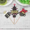 Otros suministros para fiestas festivas 10 piezas Patrón de papel de Navidad Selecciones de pasteles Fruta Cupcake Postre Toppers Favores del festival