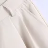女性のファッションオフィス着用サイドポケットストレートパンツヴィンテージハイウエストジッパーフライ女性ズボンMujer 210521