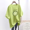 Women's T-Shirt Tops Women 2022 Mujer Camisetas Avocado Green Cartoon Round Neck Casual Loose Summer Shirts Ropa Para Mujeres De Moda