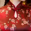 Camisa de manga corta de talla grande Tops Verano Mujer Cheongsam Estilo chino tradicional Blusa de rayón Señora Mandarin Collar Qipao S-5XL Blo de mujer