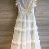 Летние вылапывает без рукавов двух слоев сетки сращивание тюль платья элегантное вечеринка платье сексуальные кружева цветочные белые женщины платье 210515