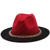 الشتاء الخريف تقليد سلسلة معدنية الصوفية كاب النساء الرجال فيدوراس الأعلى قبعة الجاز قبعات الأوروبية الأمريكية جولة قبعات الرامي القبعات