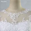 ZJ9036 2021Tulle Lace White Ivory formal O Neck Bridal Dress Dresses Wedding Prom Gown plus size 2-28W