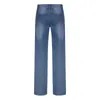 Корейская графическая печать джинсы джинсы с низкой талией винтажные сказочные грузовые брючные брюки с прямыми брюками.