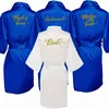 Satin Silk Robes Plus Size Wedding Bathrobe Bride Bridesmaid Mother Maid of Honor Gown Women Clothing Sleepwear Royal blue