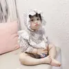 Frühlings-Bodys im koreanischen Stil mit niedlichen floralen Spitzen für Babys von 0–2 Jahren, kleine Prinzessin, langärmelige Kleidung aus Baumwolle mit Mütze 210508