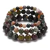 Fashion Simple Handmade Jewelry Elastic 6/8/10mm Natural Indian Agate Stone Strand Bracelet