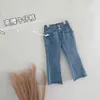 Chegada de outono meninas moda jeans jeans crianças cacho de design coreano 211102