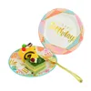 Vaisselle Jetable 10pcs Multicolore Disque Plaque Gâteau Papier Pan DIY Décoration Baby Shower Enfants Fête D'anniversaire De Mariage Vaisselle Fourniture