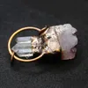 Amethist Crystal Cluster Electroformed Triple Clear Quartz Point Hanger Handgemaakt Freeform Natural Purple Druzy White Rock Stick Gemstone Copper Hoop Charme