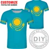 Kazachstan T Shirt DIY Free Custom Made Name Number Kaz T-shirt Nation Flag KZ Russian Kazach Kraj College Drukuj ubrania X0602