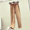 Arrival Fashion Flower Bud Waist Tie Pants Suede Harem Women Ankle-length High Free 210527