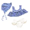 Version coréenne du maillot de bain Le printemps Marine Wind Girl Stripe Split Triangle Baby Sweetness Cute Student 210515