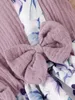 Baby Blumendruck Rüschenbesatz Schleife 2 in 1 Kombi-Bodysuit Kleid Stirnband SIE