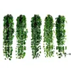 NEW1 Pcs 2m Artificial Ivy Green Leaf Garland Plants Vine Fake Follaje Flores Decoración para el hogar Plástico Artificial Flower Rattan String EWd6043