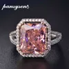 PANSYSEN 100% Solid 925 Silver Rings For Women 10x12mm Pink Spinel Diamond Fine Jewelry Bridal Wedding Engagement Ring