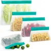 Ensemble de conteneurs de stockage des aliments, sacs frais, fermetures éclair, en Silicone, réutilisable, déjeuner, fruits, tasse étanche, congélateur, couleurs aléatoires