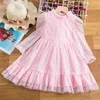 Girl's Dresses Spring/Autumn Long Sleeve Girls Wedding Flower Polka Dots Birthday Party Princess Cloth For Kids Fancy Christmas Costume