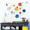 Cartoon solar system planets wall sticker child kids room home decoration mural removable wallpaper bedroom nursery stickers 211112