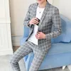 Men's Suits & Blazers For Men Two-piece High-quality Plaid Slim-fit Suit Business Casual Wedding Dress Trajes De Hombre Vesti290o