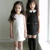 Herbst Winter Mädchen Mode 2 Stück Prinzessin Sets Mantel + Weste Kleid Kinder Tweed 210528