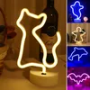 USB LED Ghost Neon Light Holiday Party Art Decor Night Lights Cat Bat Dolphin Angel 3D Table Lamp Children Kids Gift Bedroom Lamps