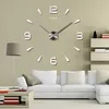 Grande horloge murale à Quartz 3D, grand miroir décoratif de cuisine en acrylique, autocollants surdimensionnés avec lettres, décoration de maison, DIY bricolage