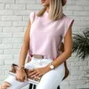 Stojak Collar Solid Casual Damskie Koszulki Krótki Rękaw Loose Female Tops Streetwear Wiosna Lato Lady Pullover T-shirt 210518