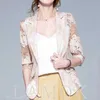 Fashion-Spring Lace Small Shawl Coat Nuns Hollow Tunna Top Mid-Sleeve Suit Office Lady Womens Jackets Blazer Women Set