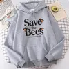 Felpe con cappuccio da uomo Felpe Save The Bees Messaggio Stampa approvata Felpa con cappuccio da uomo Spessa Comoda Abbigliamento sportivo Caldo Hip Hop Con cappuccio Moda oversize