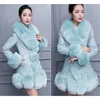 Faux Fur Coat Kvinnor Whiter Black Sky Blue Plus Storlek Top Jacket 19 Vinter Långärmad Koreansk Slim Fashion Faux LR699 210531