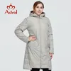 アストリッドウィンターウィンターレディースコート女性長い暖かいパーカーファッションジャケットフード付き大きなサイズ2サイドウエア女性服9191 210923
