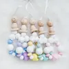 3pcs / set bébé hochets perles en bois pendentif berceau mobile bébé jouets lit suspendu décor à la main poussette accessoires produits pour bébés 210320
