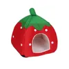 Chat Lits Meubles Mignon Fraise Pet Lit Chien Chaton Chiot Cave Chenil Maison Avec Tapis Pliable R3MA