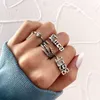 7st Fashion Punk Joint Ring Set Geometrisk Twist Minimalistiska Smycken Metal Circular Silver Golden Ringar För Kvinnor Street Dance Tillbehör