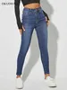 Skinny Jeans para Mulheres Stretchy Cintura alta Classic Denim Pant Slim Hip Elevador Mamãe Jean Moda Blue Wash Cinco bolsos Lápis 211129