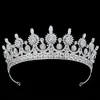 FORSEVEN moda di lusso copricapo da sposa splendido fatto a mano zircone strass corona matrimonio tiara festa fascia gioielli per capelli JL