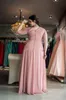 Blush plus size mãe dos vestidos da noiva 2021 manga curta rendas chiffon chão comprimento longo mulheres mulheres casamento vestidos de convidado