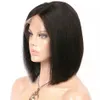 Straight Lace Front Bob Wigs Pre Plucked Middle Part Natural Color Peruvian Human Hair Wig Bleached Knots