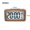 Wooden Digital Alarm Clock,Sensor Night Light With Snooze Date Temperature Clock LED Watch Table Wall Clocks